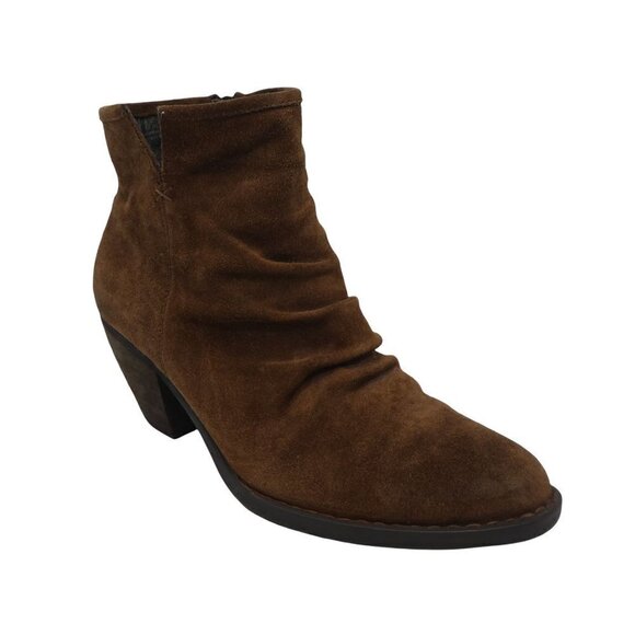 Born Aire Ankle Boots Brown Suede Ruched Comfort Boho Western Womens 11